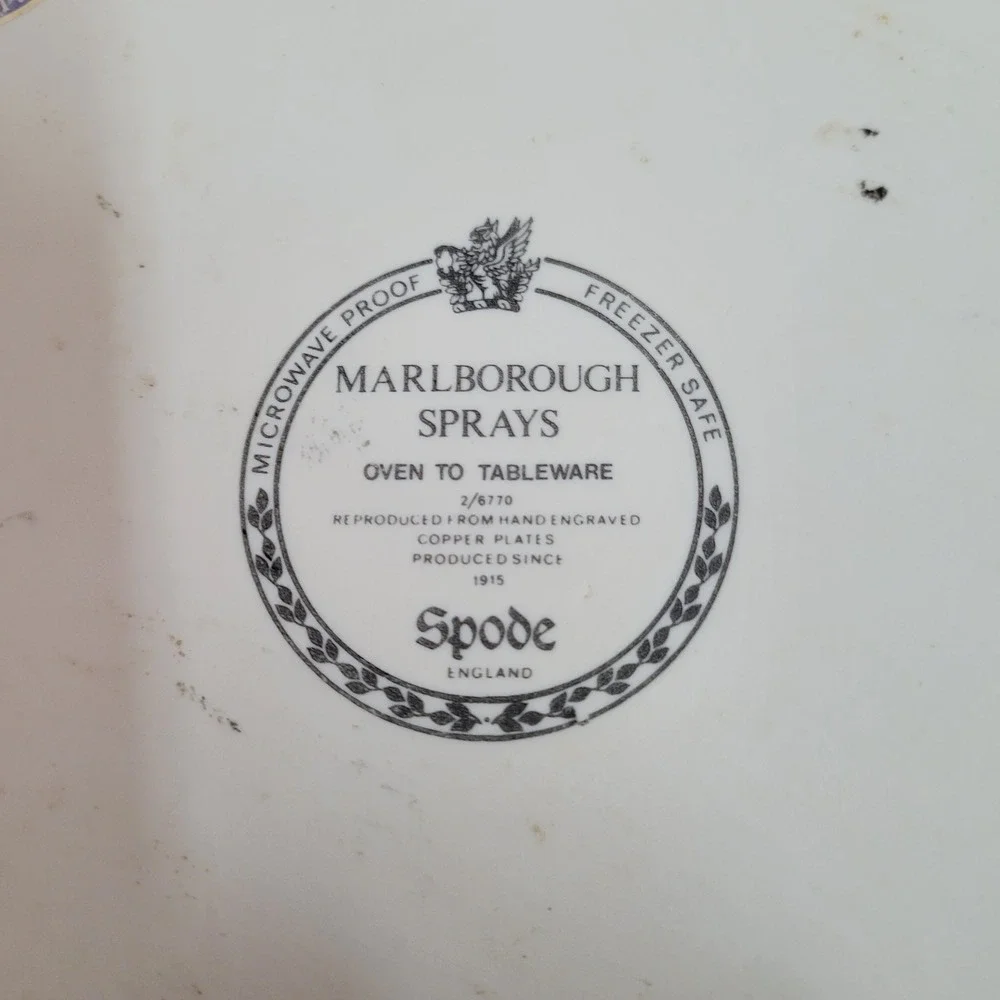 Spode Marlborough Sprays Oven to Tableware Tart Quiche Pie Dish‎ Floral Pink Rim